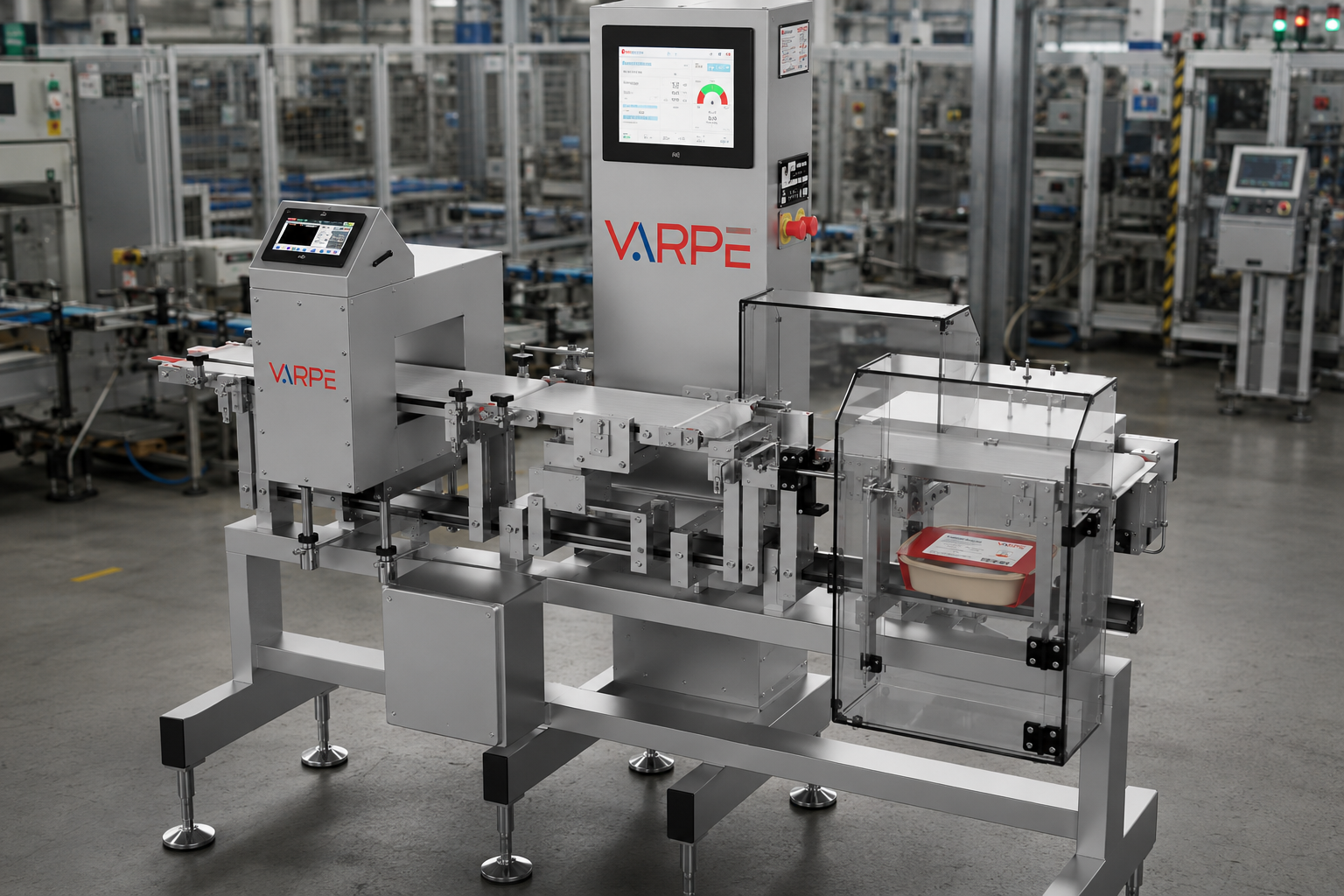 Solución combinada en España instalado en una línea de producción industrial para garantizar la seguridad alimentaria.