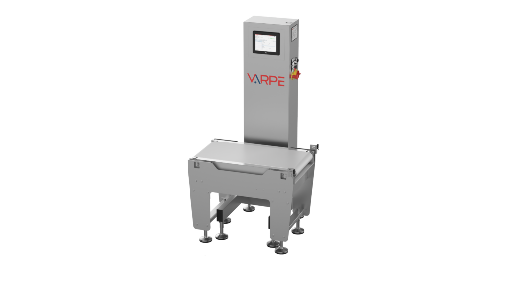 Controlador de peso dinámico Varpe instalado en una línea de producción automatizada.